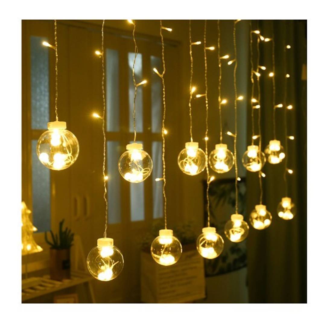 12 Wish Balls 108 LED Wish Balls Window Curtain String Lights with 8 Flashing Modes (Warm White)